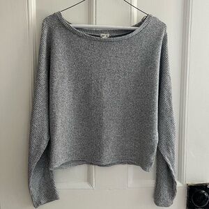 Grey boat-neck cotton sweater